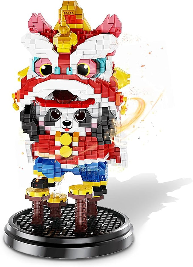Lion Dance Panda Building Blocks Set, 1235PCS Micro Mini Building Blocks for Adults, Panda Toys for Boys and Girls