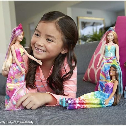 Barbie Dreamtopia Royal Fashion Doll & Accessory, Blonde with Purple Hairstreak Wearing Removable Pink Skirt & Headband