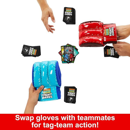 Mattel Games Rock ‘Em Sock ‘Em Robots Fight Cards Card Game, Team Party Game for Kids & Adults with 2 Boxing Gloves
