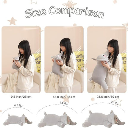 SQEQE Weighted Elephant Plush, Weighted Elephant Stuffed Animal, Cute Plushies Soft Pillow Toy Gift for Kids Adults 13.8 Inch, 1.6 Lbs