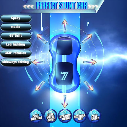 Gesture Sensing Remote Control Car, Drift RC Stunt Car with Light Spray & Sound, 2.4GHz Hobby RC Cars Toy for Kids, 360° Rotate, Birthday Gifts for Boys Girls 4-12