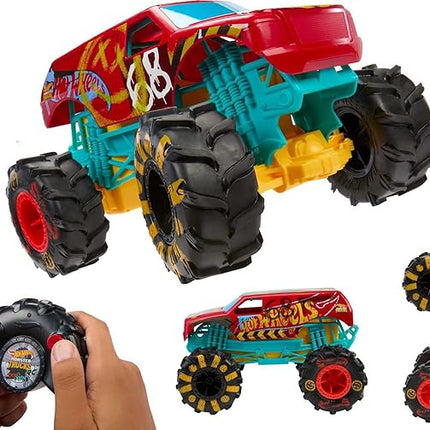 Hot Wheels RC Monster Trucks HW Demo Derby in 1:15 Scale, Remote-Control Toy Truck with Terrain Action Tires