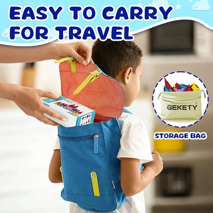 Mini Magnetic Tiles for Kids, Magnetic Building Set, Construction STEM Travel Toys for Boy Girl Ages 3+, Montessori Preschool Learning Educational Sensory Magnet Creative Toy Gift for Toddlers, 32 Pcs