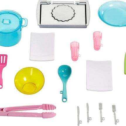 Barbie Kitchen Playset with Doll, Lights & Sounds, Food Molds, 5 Dough Colors and 20+ Accessories