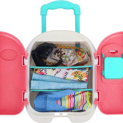 UNICORN ELEMENT 16 Pcs Doll Clothes and Accessories for 11.5 Inch Girl Dolls, Fashion Travel Suitcase Set Including Blue Jean Skirts, Bags, Food Magazines etc (Style B)