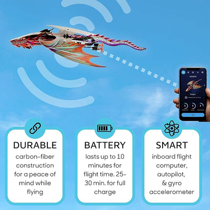 POWERUP 4.0 Dragon Edition - The Next-Generation Smartphone Controlled Paper Airplane Kit, RC Controlled. Easy to Fly with Autopilot & Gyro Stabilizer. for Hobbyists, Pilots, Tinkerers.