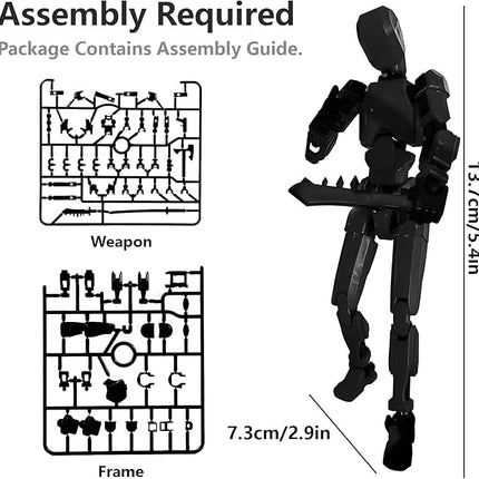 Titan 13 Action Figure, Action Figures, Titan 13 Action Figure 3D Printed Robot Multi-Jointed Movable, Desktop Decorations for Game Lovers, Easter Basket Stuffers（Black）