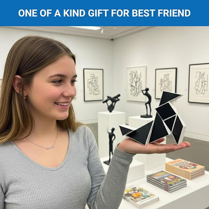 Pickagram Tangram 3D Magnetic Puzzle for Kids (8-12), Adults & Seniors | STEM Certified Fidget Puzzle - Magnetic Pattern Blocks for Cognitive Development, Creativity & Focus - Reverse Panda