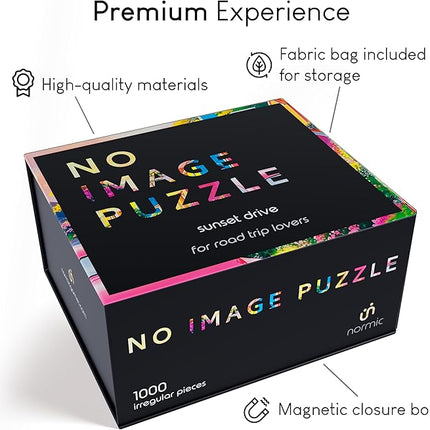 No Image Puzzle 1000 Irregular Pieces Extreme Difficult Jigsaw Challenge Adults Hardest Puzzle No Guide Ultimate Brain Teaser Intermediate Level Sunset Drive Mystery Unique Gift