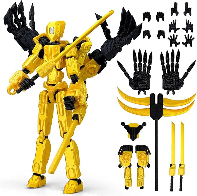 8Inch T13 Action Figure Assembly Completed,3D Printed Multi-Jointed Movable Toy Nova 13 Action Figures Desktop Decorations for Game Lovers Toy (Yellow)