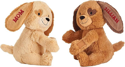 Let's Make Memories Personalized Hugging Plush Puppies - Dog Stuffed Animal - Puppy Love - for Couples - for Him - for Her