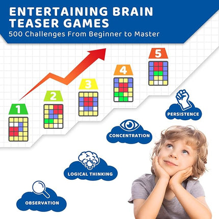 HOMESTEC Logical Puzzle Toys, Hand Held Travel Games for Kids and Adults, Brain Teaser Toys Road Trip Activities for Boys and Girls, Birthday Easter Basket Stuffers (Blue)