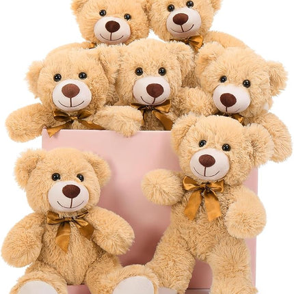 MaoGoLan 7Pcs Bulk Teddy Bears Stuffed Animals Baby Shower, Soft Small Stuffed Bears in Bulk, 13.5" Cuddly Mini Teddy Bears Centerpiece,Wedding,Party,Engagement