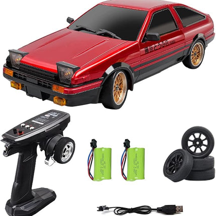 1:18 AE86 Model LD1801 RC Drift Car 1/18 2.4G Remote Control on Road ESP Gyroscope LED Mini RC Racing Cars (Red)