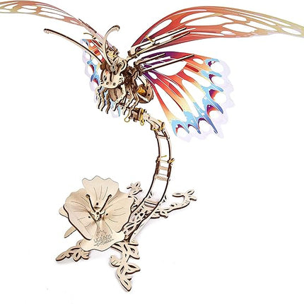 Ugears Wooden 3D Puzzles for Adults - Butterfly Puzzle Mechanical Model Kit - 3D Wood Puzzles Adult Automaton - Kinetic Sculpture Models for Adults to Build Butterfly Kit DIY Miniature Kit - 161 Pcs