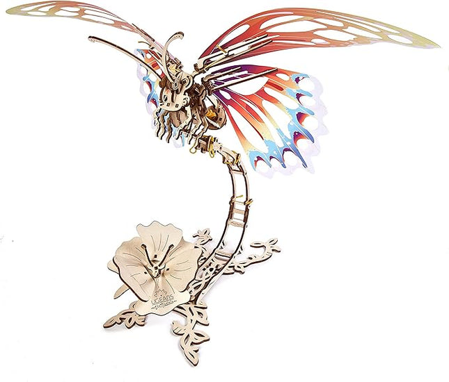 Ugears Wooden 3D Puzzles for Adults - Butterfly Puzzle Mechanical Model Kit - 3D Wood Puzzles Adult Automaton - Kinetic Sculpture Models for Adults to Build Butterfly Kit DIY Miniature Kit - 161 Pcs