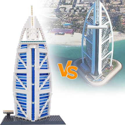 Building Blocks Set, Hotel Burj Al Arab Kit Model Brick Standard Size, World Famous Architecture Model, Birthday for Adults and Children 8+ 1306 Pieces
