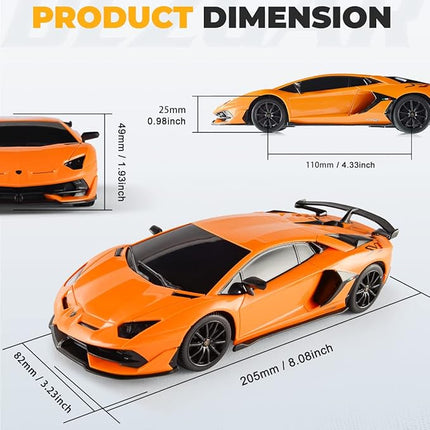 BEZGAR Remote Control Car Licensed RC, 1:24 Lambo Toy Car for Kids, Lambo Aventador SVJ Remote Control Model Electric Sport Racing Hobby Toy for 3 4 5 Year Old Boy Birthday Gift (Orange)