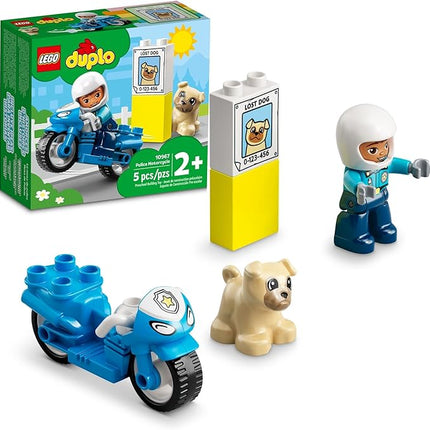 LEGO DUPLO Town Rescue Police Motorcycle 10967 Toy for Toddlers, Boys & Girls 2 Plus Years Old, with Police Officer and Dog Figure, Early Development Toys