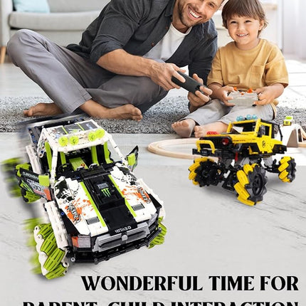 Pickup Truck Building Kits with Remote Control for Adults,Technic Off-Road Car Building Blocks Toys,STEM Engineering Gift for Mens,Boys,Kids-1550PCS(Green)