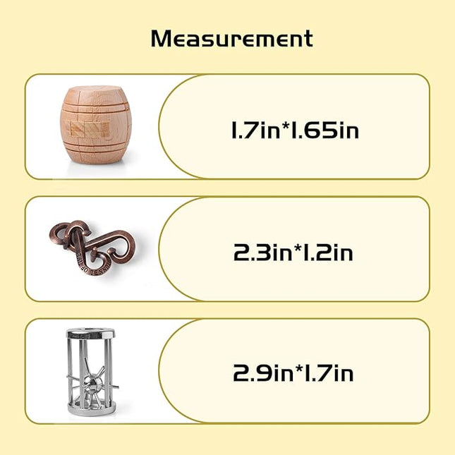 Brain Teaser Puzzle Unlock Interlock Puzzle IQ Test Toy 3D Wooden and Metal Brain Teaser Toy Puzzles for Kids Teen and Adults