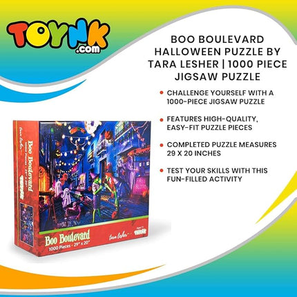 Boo Boulevard Halloween Puzzle by Tara Lesher | 1000 Piece Jigsaw Puzzle for Adults and Kids | Interactive Brain Teaser for Family Game Night | 29 x 20 Inches