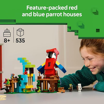 LEGO Minecraft The Parrot Houses Building Toy for Boys and Girls 8+ - Minecraft Video Game Kids Toy - Includes Jungle Ranger and Parrot Handler Minifigures and Accessories - 21282