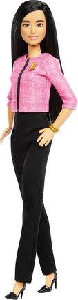 Barbie Careers Doll & Accessories, Future Leader with Black Hair Wearing Outfit with 2 Golden Bracelets & “B” Pin, Includes Sticker for Kids
