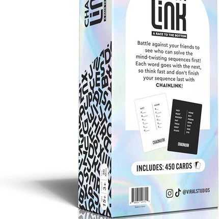 Viral Studios Chainlink - Guess The Sequence Party Game, Fast Paced Word Game for Adults & Kids, 450 Cards Fun Cards for Family Game Nights, Gatherings, & Parties Ages 15 +