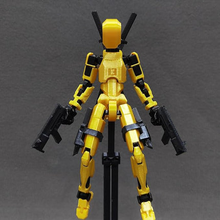 T13 Action Figure with Lots of Accessories,3D Printed Multi-Jointed Titan13 Figure,Gold Dummy 13 Desktop Decorative Toy