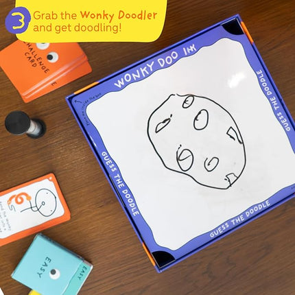 Lucky Egg Wonky Doodles – Hilarious Drawing Games for Family Game Night & Parties – Family Board Games for Adults with Wonky Doodler, 150 Word Cards & Whiteboard – Best Family Games for Ages 8+