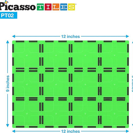 PicassoTiles Kids Toy Magnetic Building Blocks Magnet Tiles Supersized 2pc Large Stabilizer Base Jumbo XL Plate Foundation Education Construction Kit Engineering STEM Children Learning Stacking Set