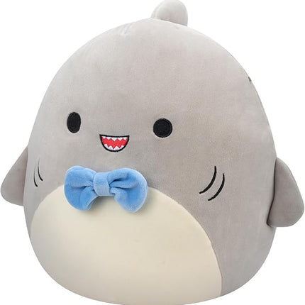Squishmallows SQCR05379 7.5-Inch-Gordon The Grey Shark with Blue Bowtie, Multicolour