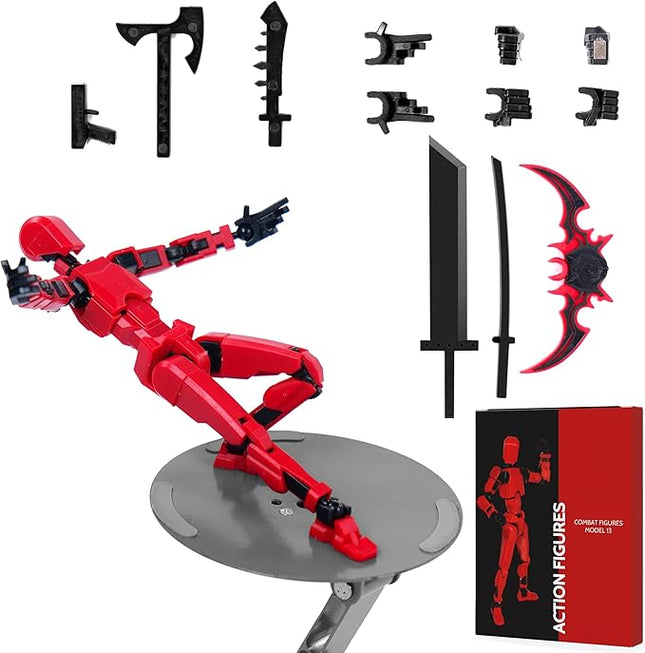 Magnetic Action Figure Set, Model 13 Action Figure Multi-Jointed Movable,Gift Box Packaging, a Great for Loved Ones and Friends. (Magnetic Red)