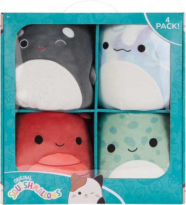 Squishmallows Original 7-Inch Sealife Box Set – Forina Green Spotted Jellyfish, Kai Orca Whale, Laslow Blue Marbled Beluga, Lorono Red Lobster – Official Jazwares Plush (Little)