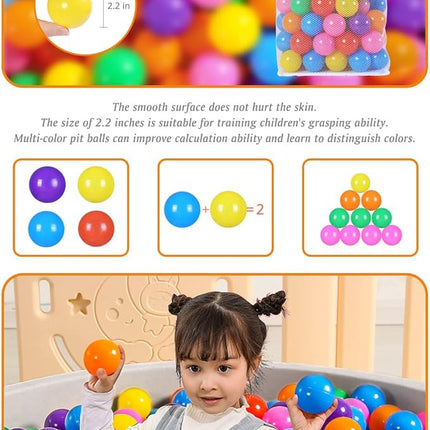 Ball Pit Balls Pack of 100 200 500 - Star and Round Set BPA Free Phthalate Free Non-Toxic Crush Proof Play Balls Soft Plastic Balls for Toddlers Baby Kids Birthday Pool Tent Party