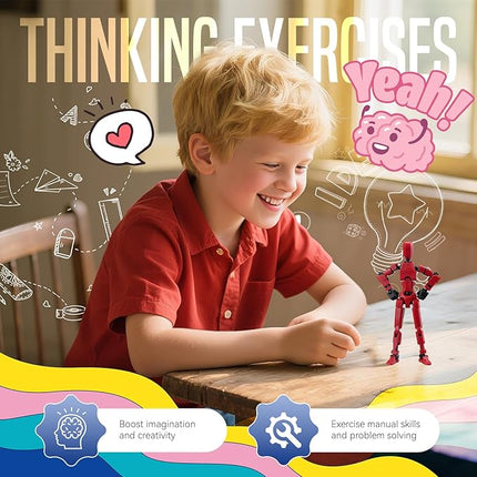 [Assembly Complete] Dummy 13 Action Figures with Magnetic Suction Function, Lucky Titan 13 Action Figures, Multi-Jointed Movable，with 3 Hand-Shapes, 5 Weapons (1Pcs - Red)