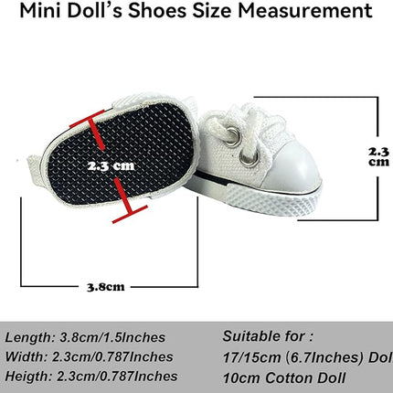3pcs Doll Accessories Set Included Mini Glasses, Shoulder Bag and Canvas Shoes, Dress Up Accessories Replacement for 17cm Doll, Mini Costume Supplies for 6.7in Figures (Set of Sliver)