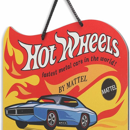 Mattel Hot Wheels Fastest Cars Hanging Metal Sign - Retro Hot Wheels Sign for Kids' Bedroom or Man Cave