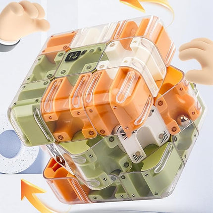 Large Labyrinth 3D Puz-zle Cube, Spatial Awareness Brain Training Toy for Stress Relief & Logic Development, Mind Teaser Challenge Game, Spatial Logic Puzzle for Kids and Adults (Green)