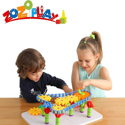ZOZOPLAY STEM Learning Toy – 170 PCS Creative Engineering Gears & Construction Building Blocks, Kids Gears Toy Educational Set for Boys and Girls Ages 4–8