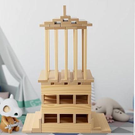 Large Open Ended Wooden Building Blocks for Kids 44 lb, 19.7″ Giant Natural Pine Rectangular Wood Building Toys 32pcs，XXL STEM Construction Toys for Toddlers, Birthday Gift for Kids Ages 4-12 (Large)