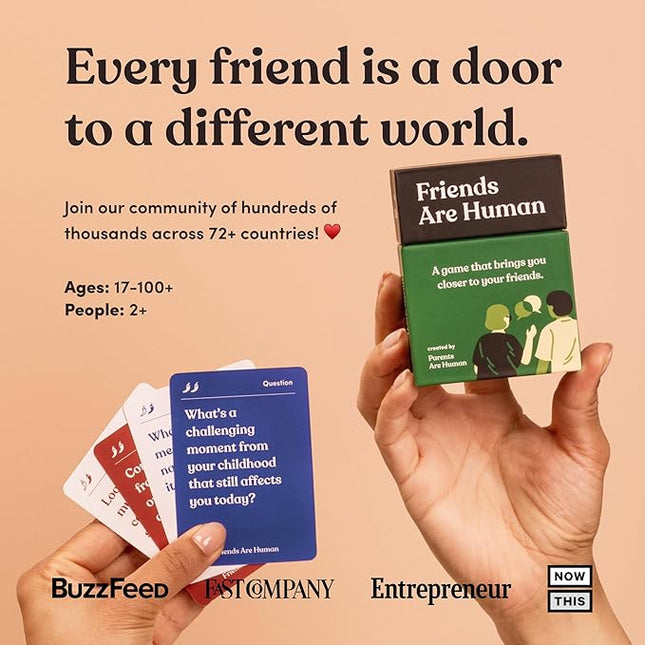 Friends are Human | 140 Conversation Cards to Help Deepen Friend Relationships | Card Game for Bonding & Communication | Therapy for Adults | from The Makers of Parents Are Human