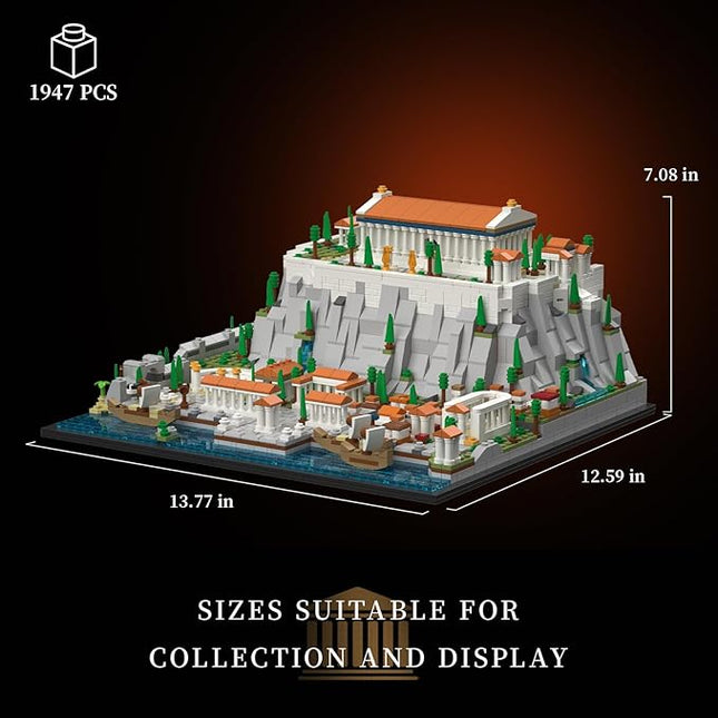 Architecture The Acropolis in Athens Building Sets; Collectible Model for Adults; Home Décor Model Building Kit, Creative DIY Activity, Famous Landmarks Collection (1947 Pieces)
