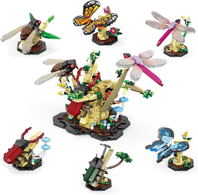 Toy Building Set, The Insect Flowers Collection 6 in 1 Model Kit Bricks Set, Creative Insects Building Block Sets, Hobbies Christmas Birthday Gift for Nature Lovers Adult Kids Boys Girls 8+