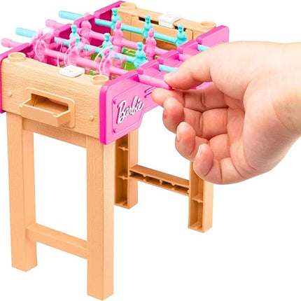 Barbie Mini Playset with Pet, Accessories and Working Foosball Table, Game Night Theme, Gift for 3 to 7 Year Olds