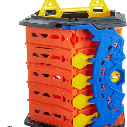 Hot Wheels Track Builder Action, Roll Out Raceway, Track Set with 5 Lane Racetrack and Toy Storage Bucket, Includes 1 Toy Car, Toys for Ages 4 to 10, One Pack, HGK41