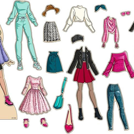 Barbie Magnetic Wooden Dress Up Toy – Pretend Play Set with Wooden Barbie Doll, Mix & Match Outfits & Storage Box – Educational Magnetic Toy for Girls Ages 3+