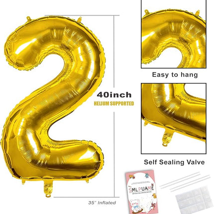 Smlpuame 40 inch Number Balloon 0-9 Gold Large Number 29 Balloons,Digital Balloons for Birthday Party Celebration Decorations Supplies, Helium Foil Number Balloons for Wedding Anniversary