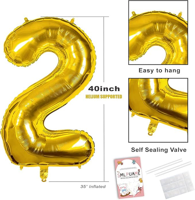 Smlpuame 40 inch Number Balloon 0-9 Gold Large Number 23 Balloons for Birthday Party Celebration Decorations Supplies